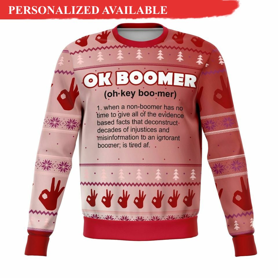 2022 ok boomer mean ugly christmas sweater unisex holiday 4283