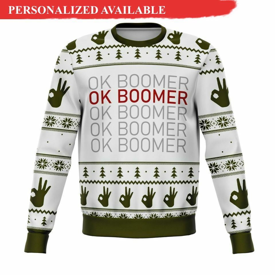 2022 ok boomer ugly christmas sweater 6429