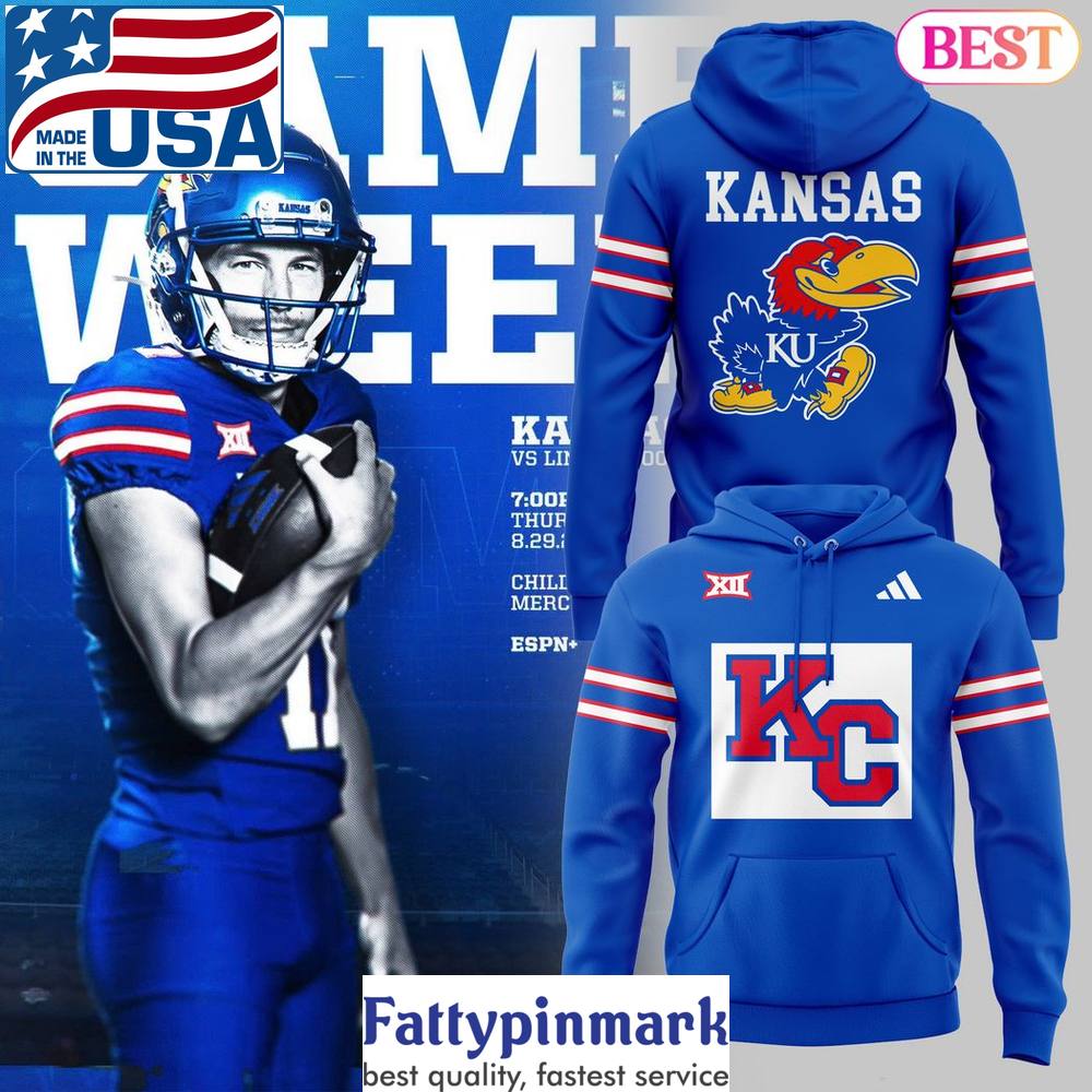 2024 Kansas Jayhawks Football Design Hoodie Blue 1