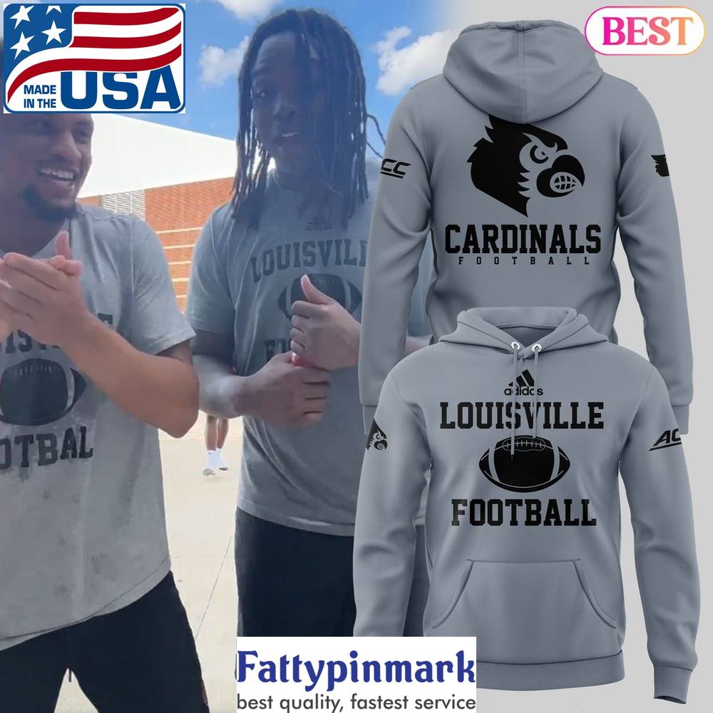 2024 Louisville Cardinals Football Hoodie Grey 1