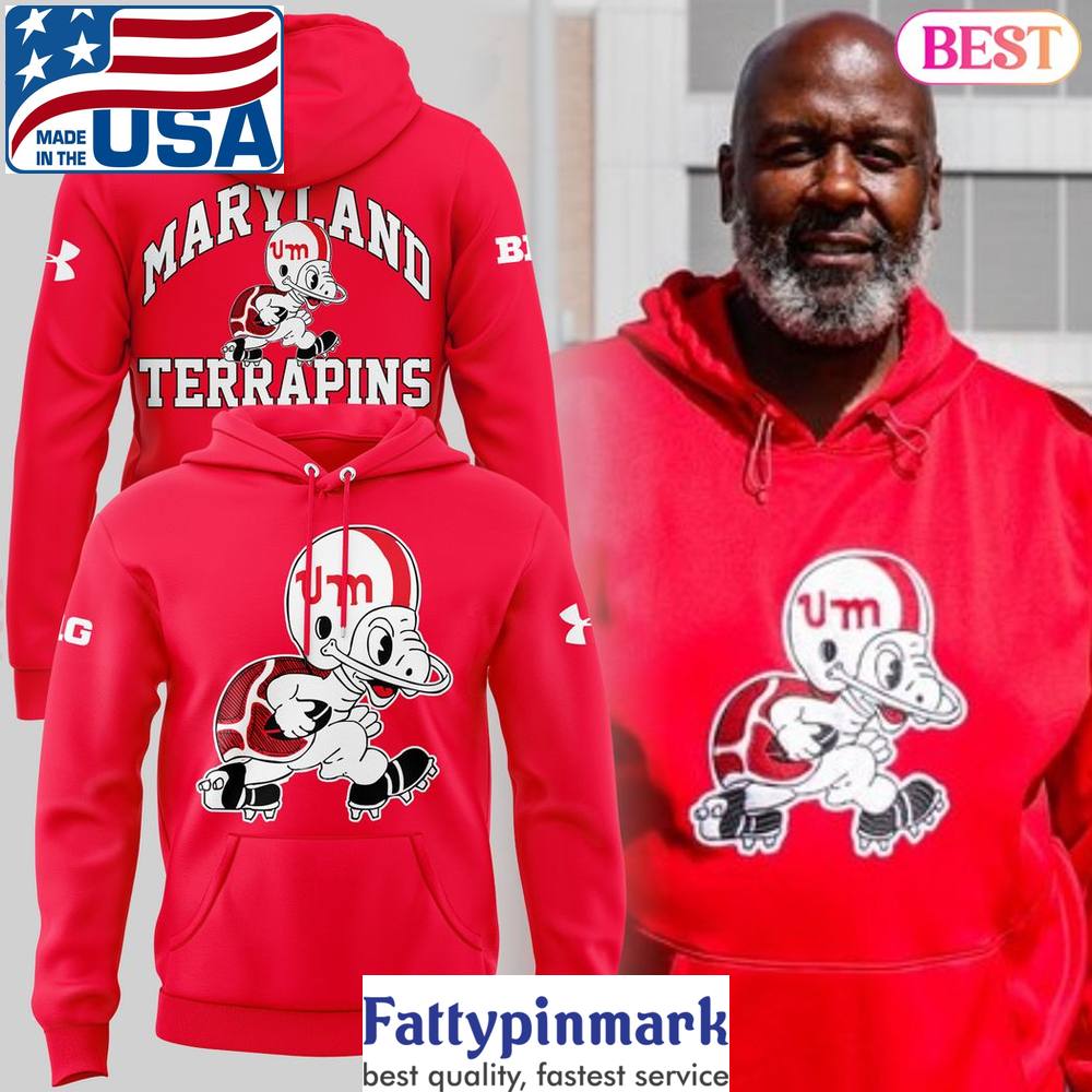 2024 Maryland Terrapins Football Red Hoodie 1