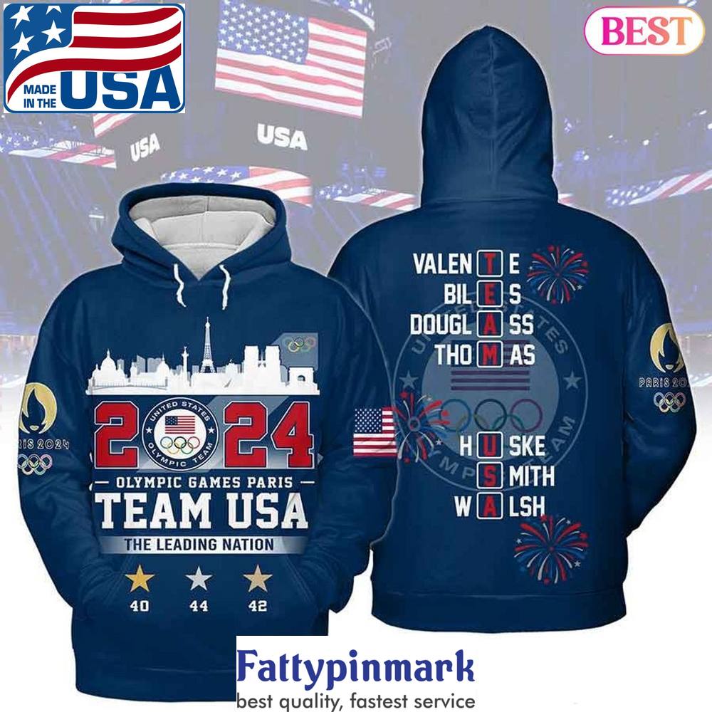 2024 Olympic Games Paris Team USA The Leading Nation Hoodie 1