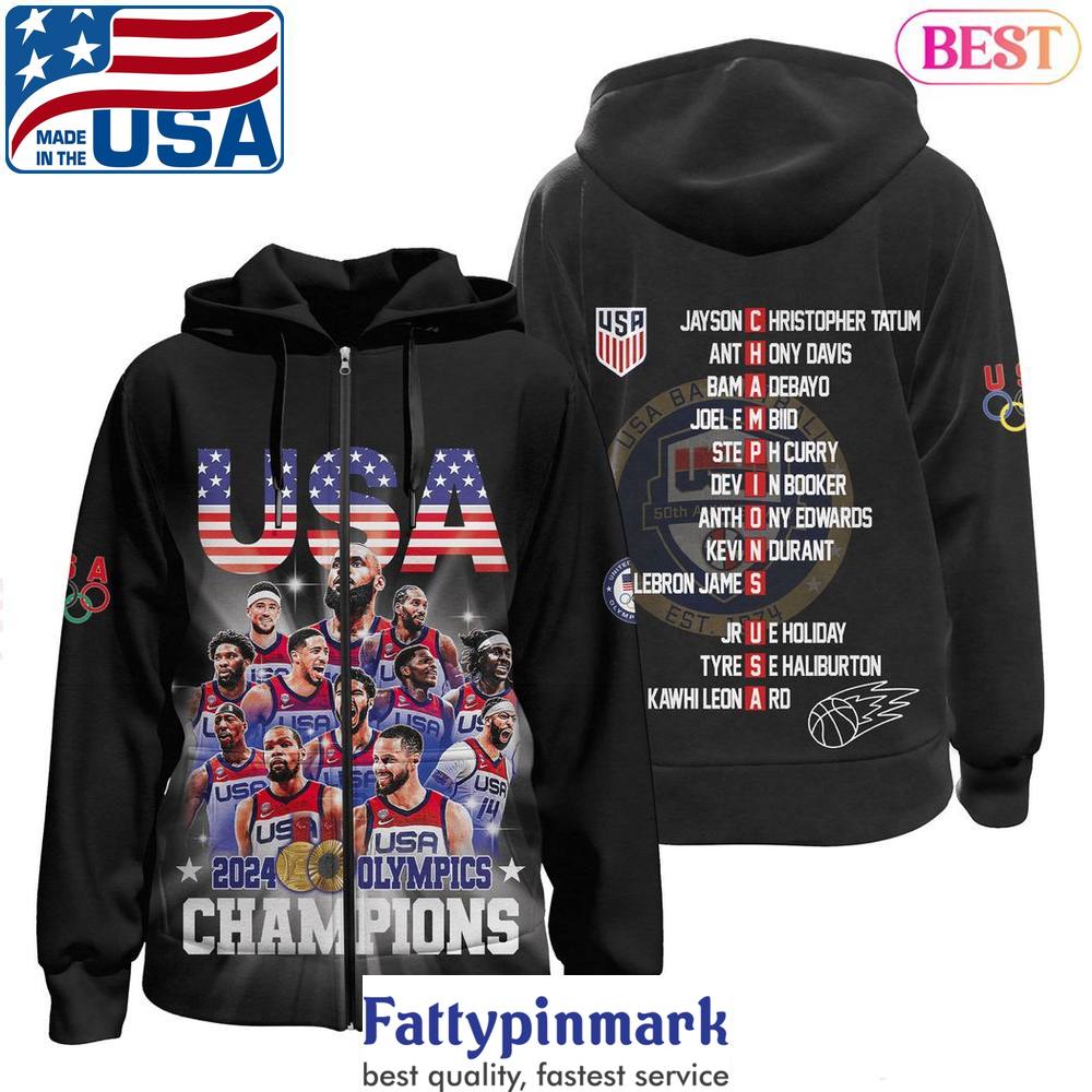 2024 United States Mens National Basketball Team Olympic Zip Hoodie 1