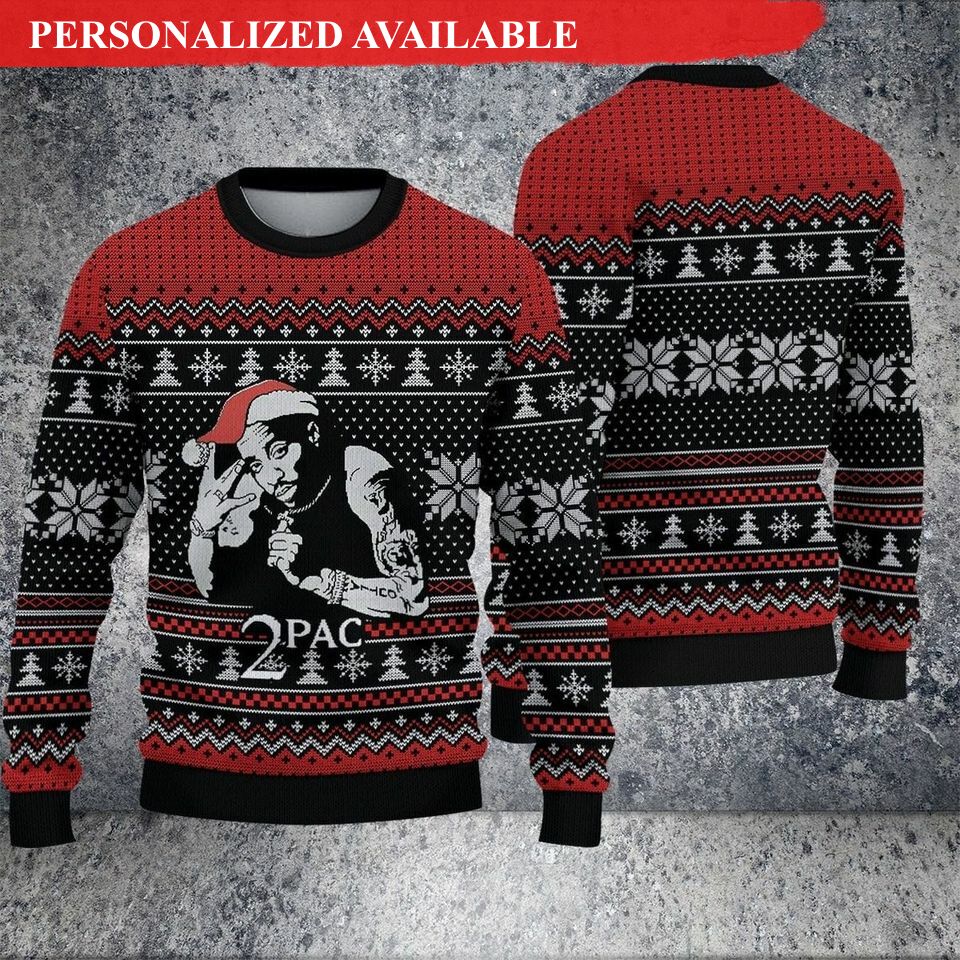 2 pac rapper 3d ugly christmas sweatshirt 3773