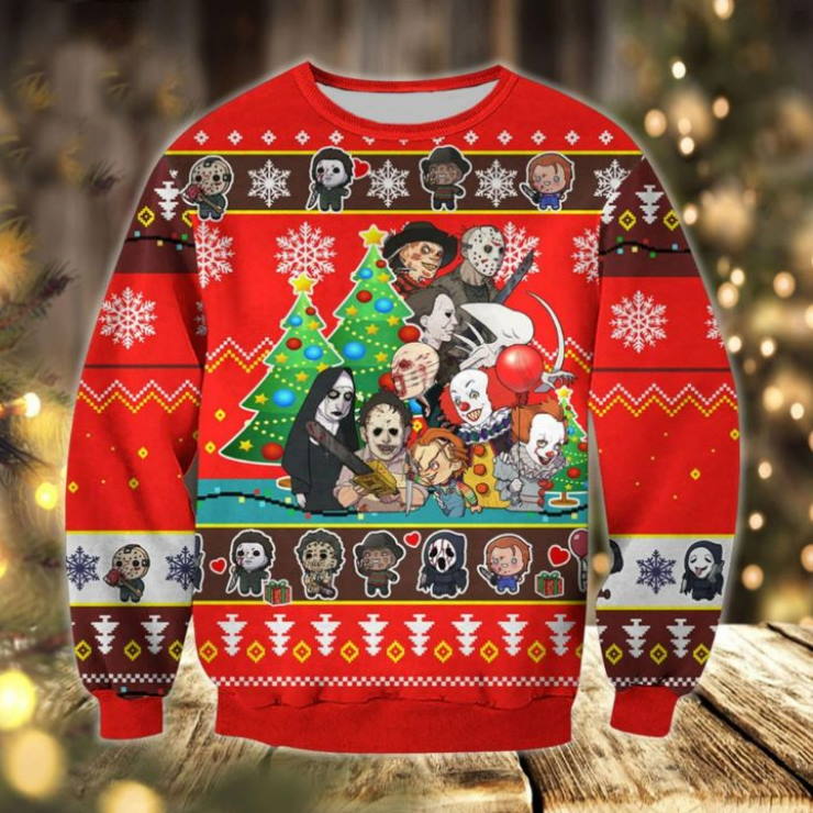 3D Horror Friends Halloween Horror Movie Sweater