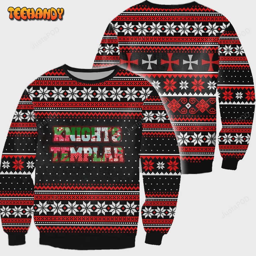 3d all over knights templar ugly sweater ugly sweater christmas sweaters be87b