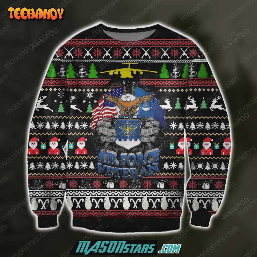 3d all over print air force veteran ugly christmas sweater ugly sweater ljfet