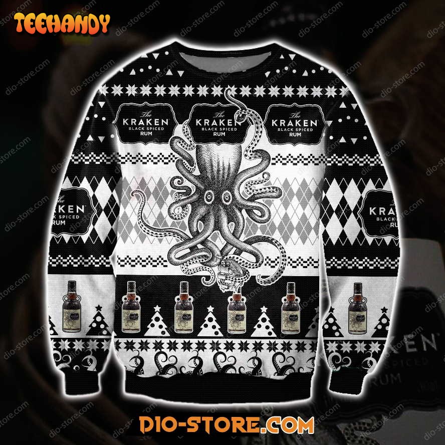 3d print kraken black spiced rum ugly christmas sweater ugly sweater nuto8