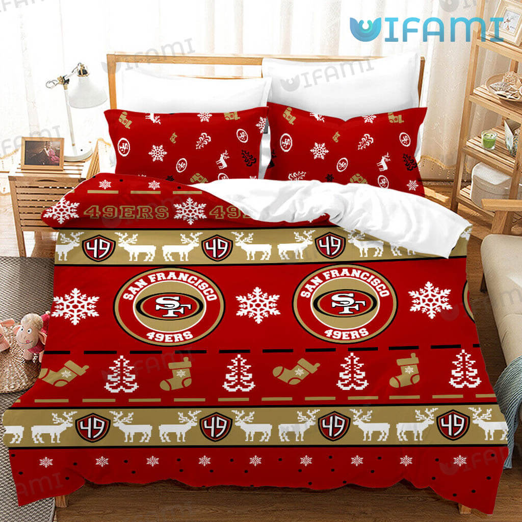 49ers Bedding Set Snowflakes Reindeer San Francisco 49ers Gift