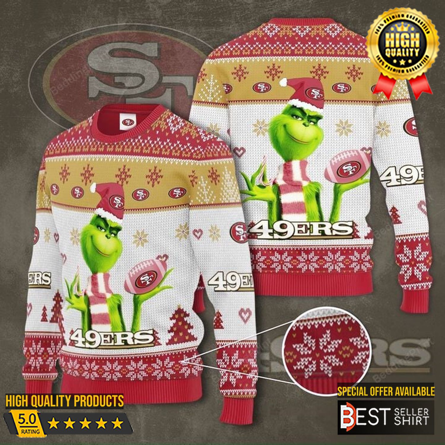 49ers Football Nfl Grinch Ugly Christmas Sweater Grinch Christmas Movie