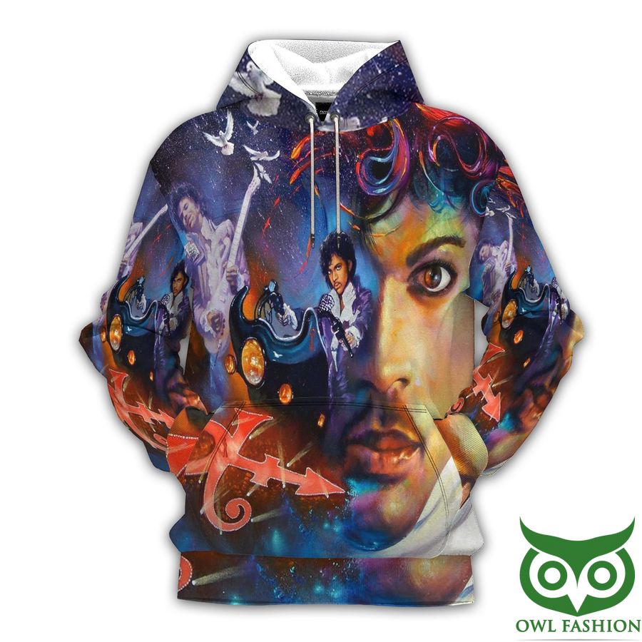 4UAS50vD 14 The Artist Prince Galaxy Blue Background 3D Hoodie