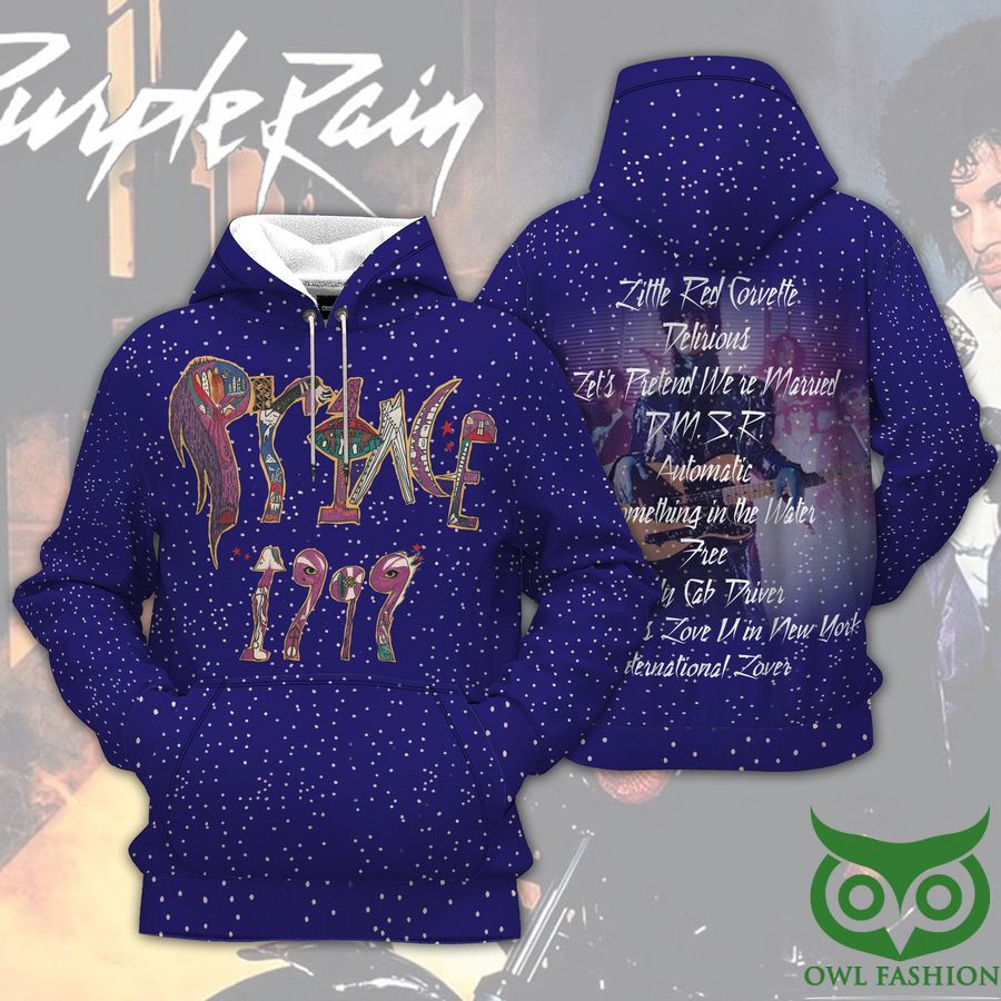 7SQdN7fU 76 The Artist Prince 1999 Galaxy Blue List 3D Hoodie