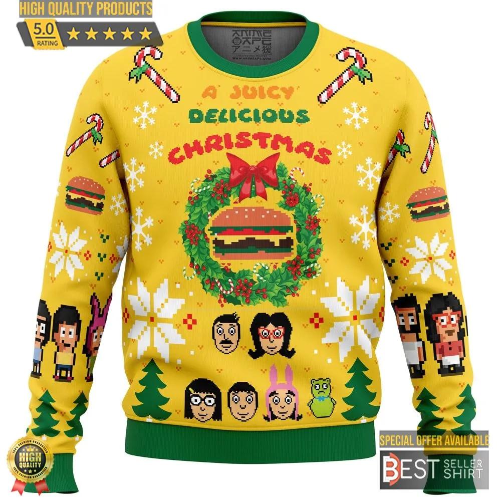 A Juicy Delicious Christmas Bob S Burgers Ugly Christmas Sweater 1