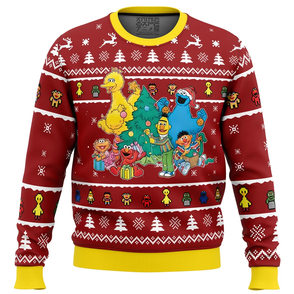 A Sesame Street Christmas Sesame Street Ugly Christmas Sweater FRONT mockup