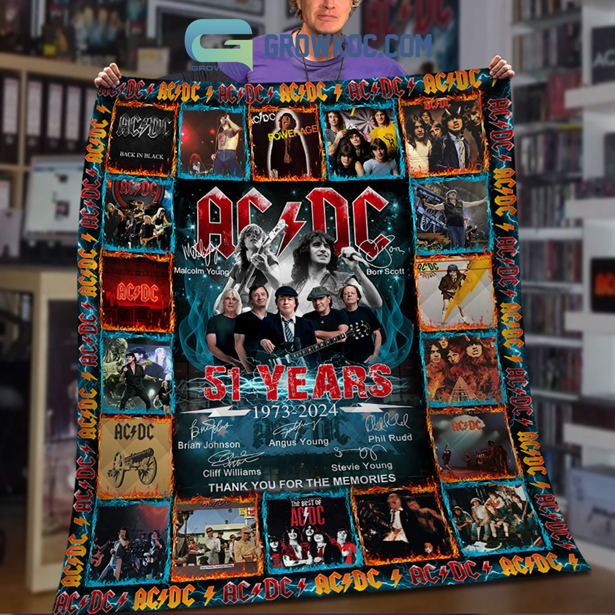 ACDC 51 Years 1973 2024 Memories Fleece Blanket Quilt2B1 vdFXC