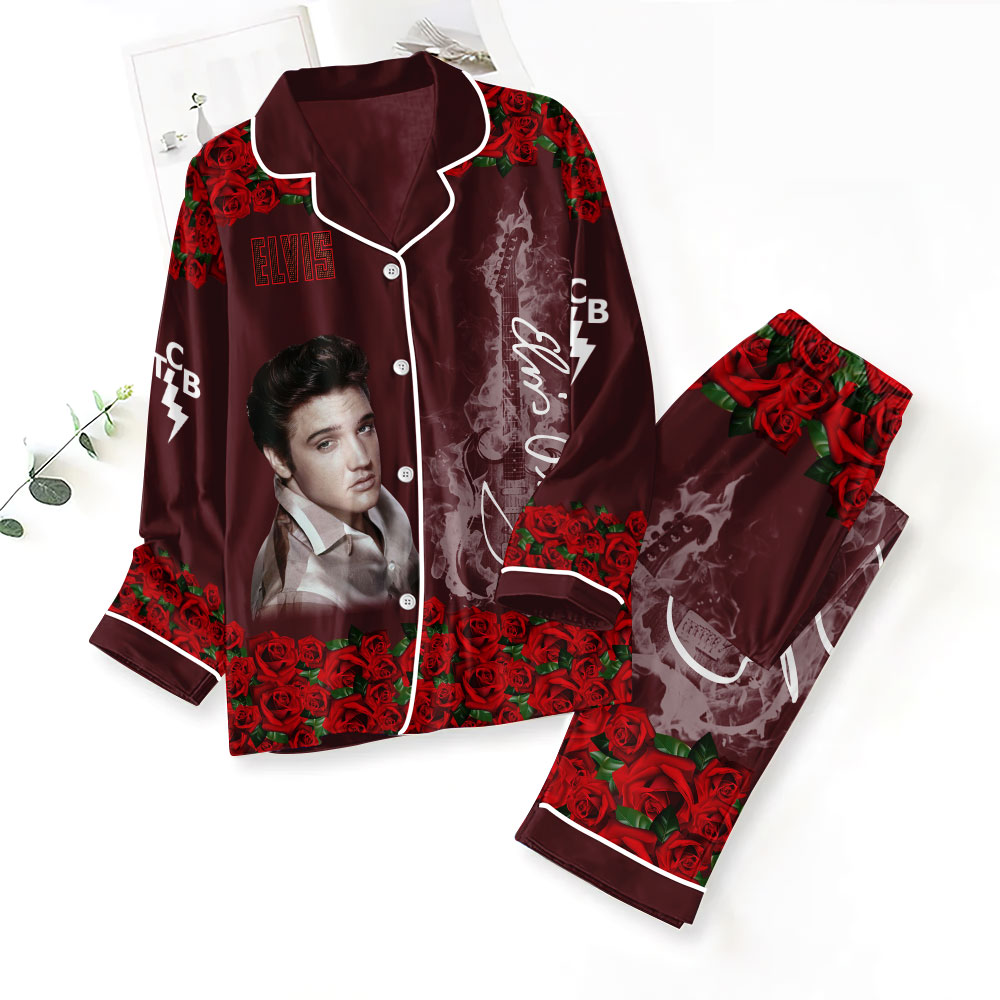 ANHNV1891 Button Down Pajamas Set Elvis Presley 01