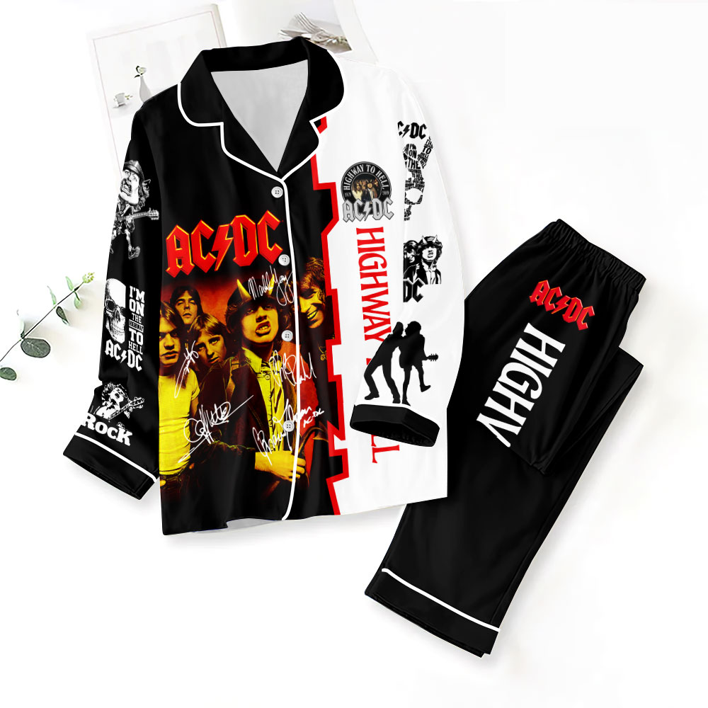 ANHNV3042 Button Down Pajamas Set ACDC 01