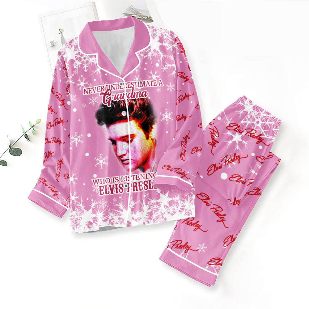 ANHNV3277 Button Down Pajamas Set Elvis Presley 01