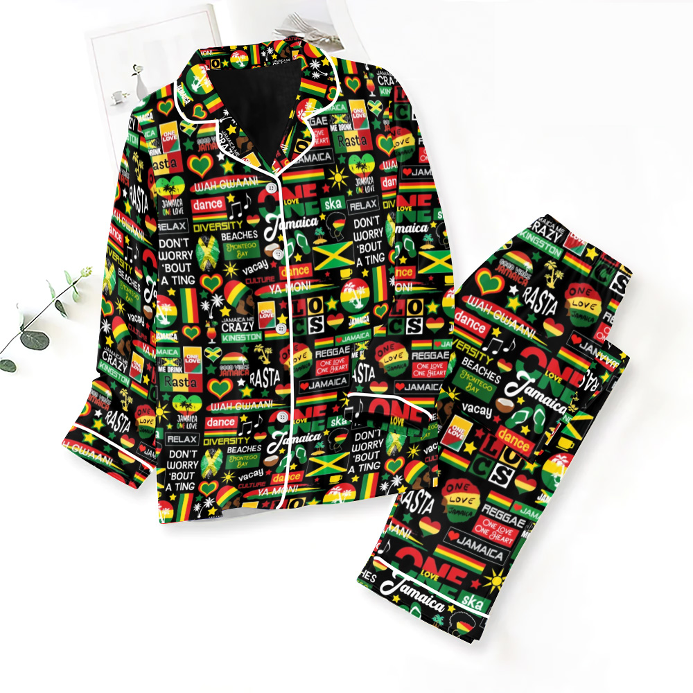 ANHNV4363 Button Down Pajamas Set Bob Marley 01