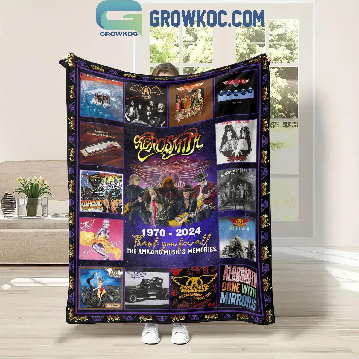 Aerosmith 1970 2024 Thank You For All Fleece Blanket Quilt 1 sOhvE