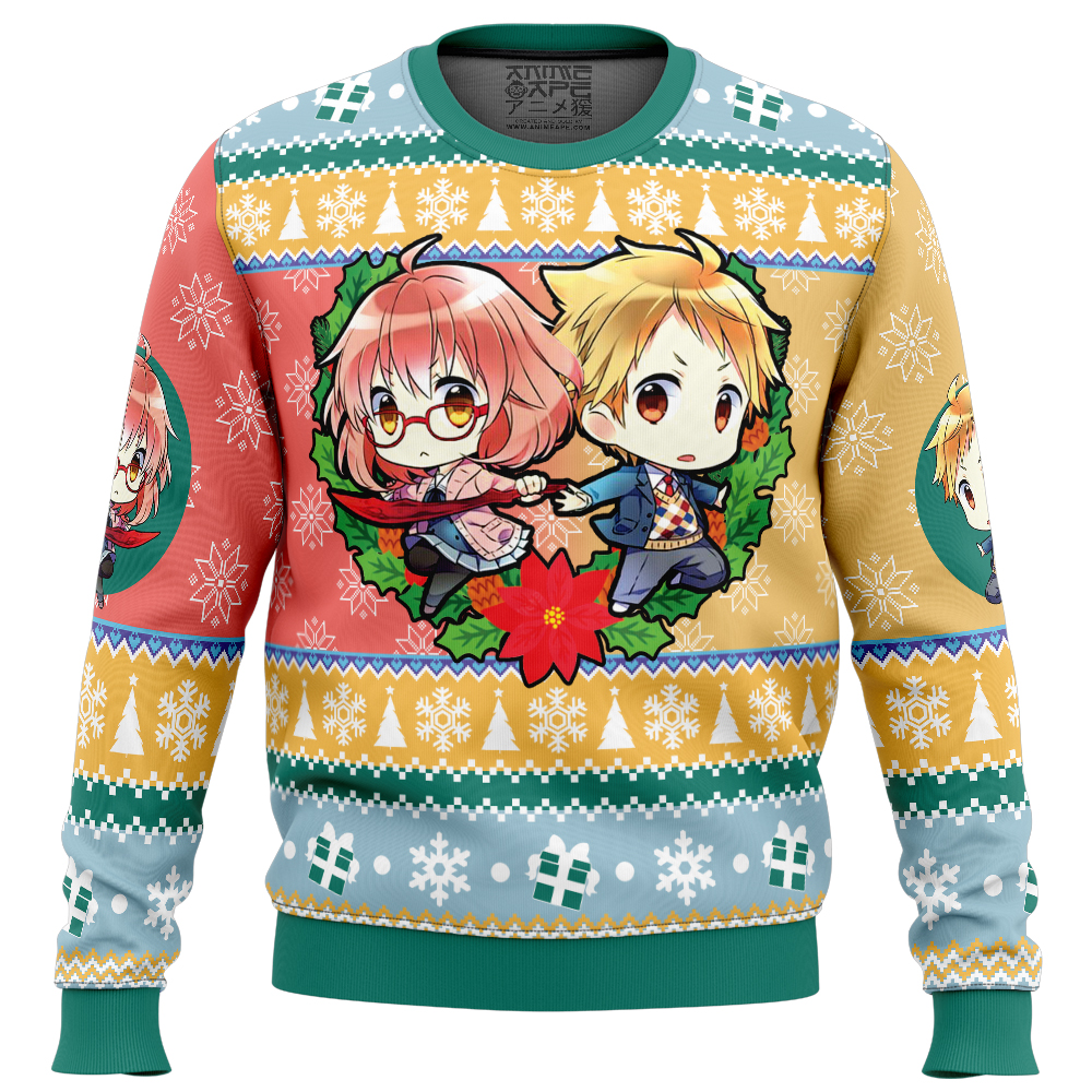 Akihito and Merai Beyond the Boundary Ugly Christmas Sweater FRONT mockup