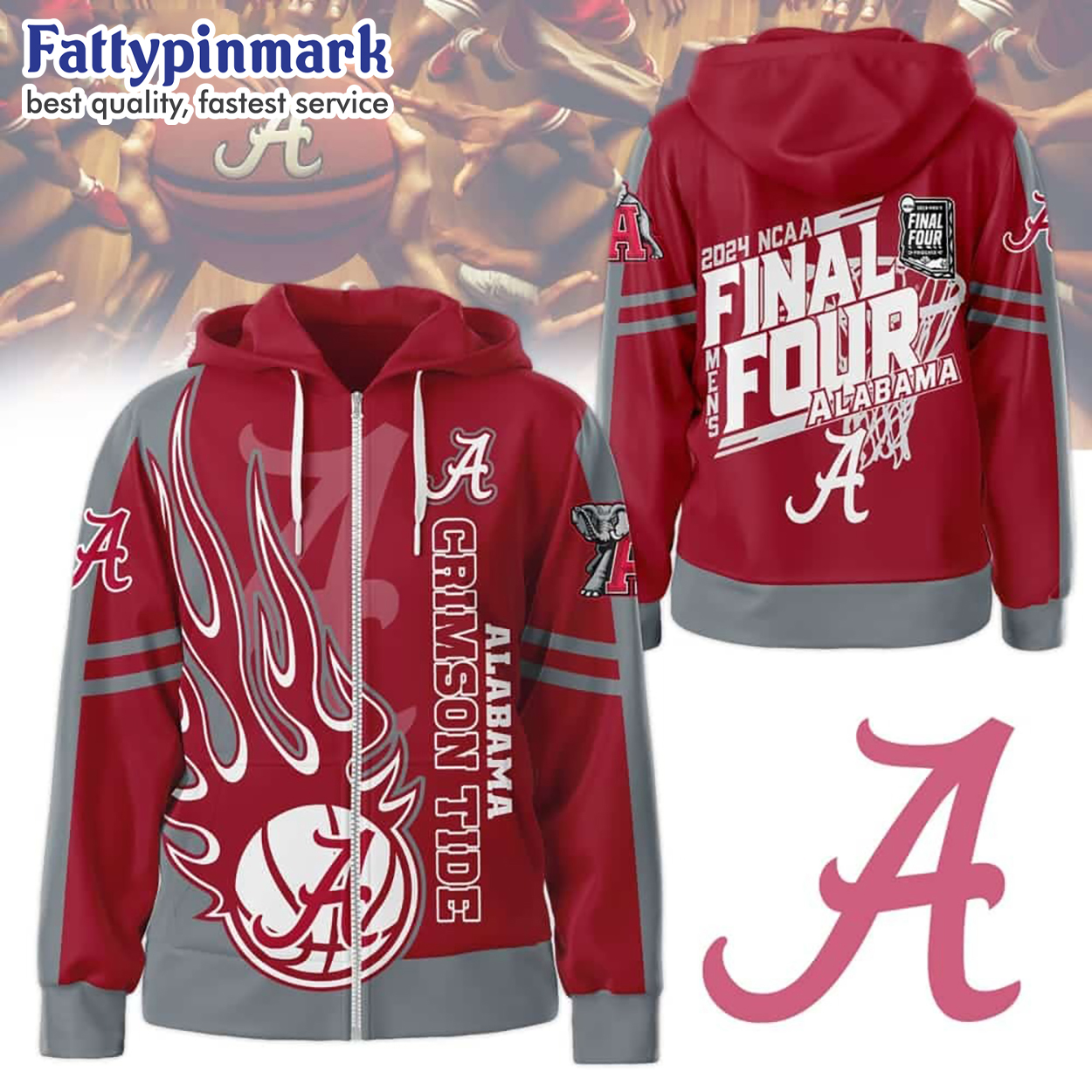 Alabama 2024 NCAA Final Four All Over Print Hoodie For Men And Women 2