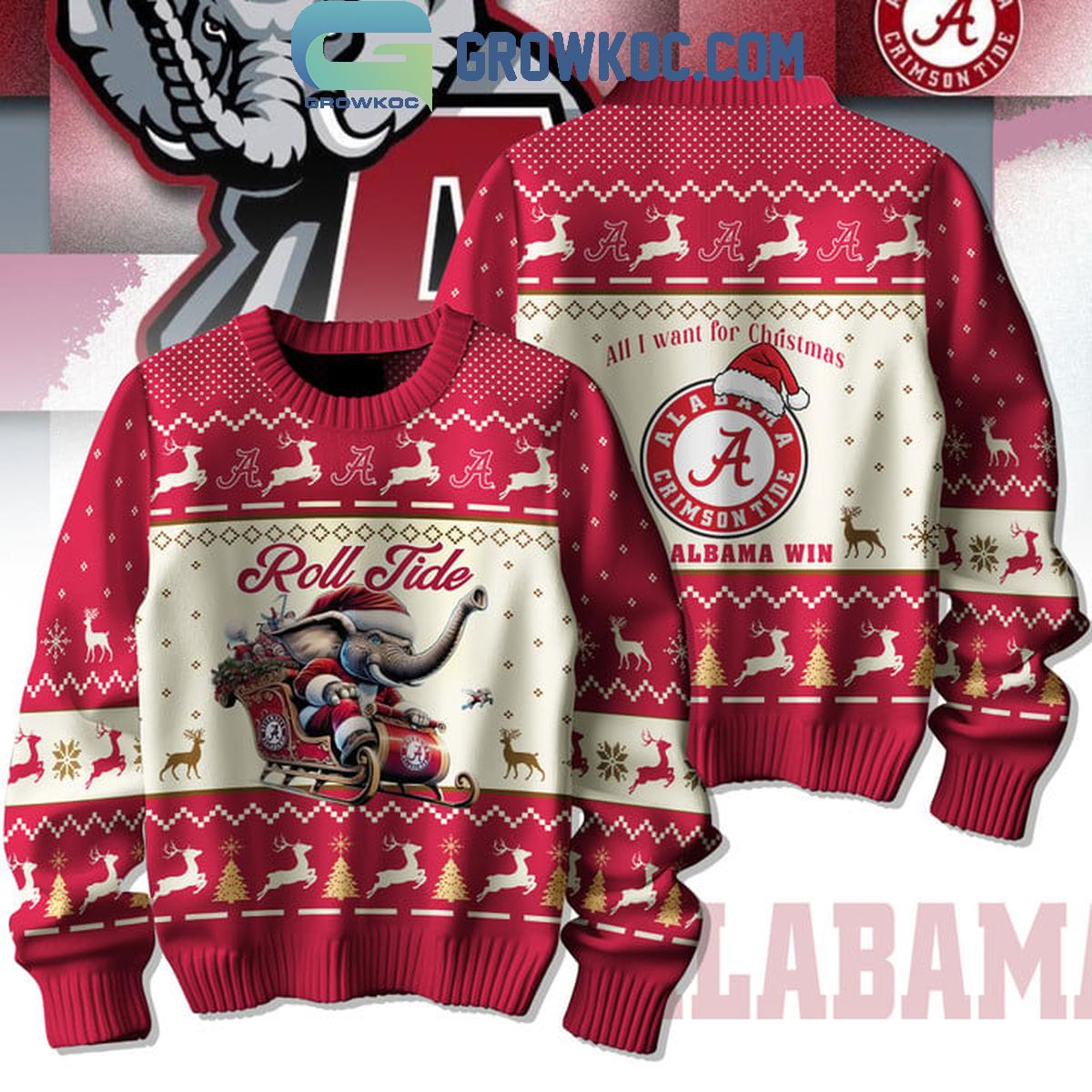 Alabama Crimson Tide All I Want For Christmas Is Alabama Win Ugly Sweater 1 lJl7t