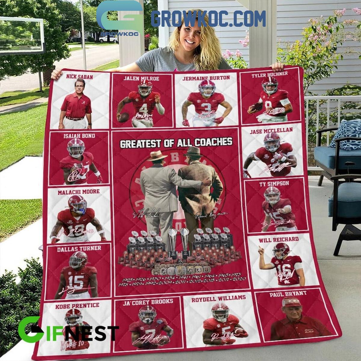 Alabama Crimson Tide Greatest Of All Coaches 2024 Fleece Blanket Quilt 1 qyglj