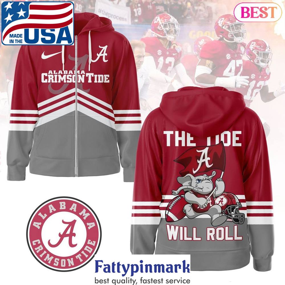 Alabama Crimson Tide The Tide Will Roll Design Zip Hoodie Gift For Fan 1