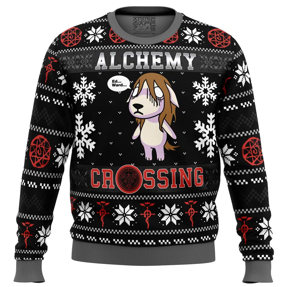 Alchemy Crossing FMA PC Ugly Christmas Sweater FRONT mockup