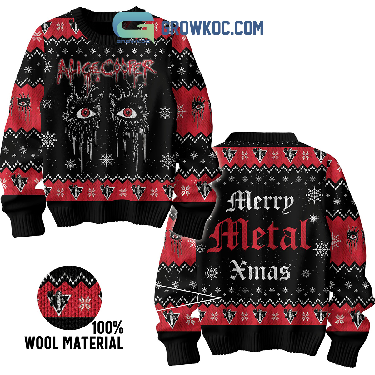 Alice Cooper Merry Metal Christmas Ugly Sweater2B1 RjXXz