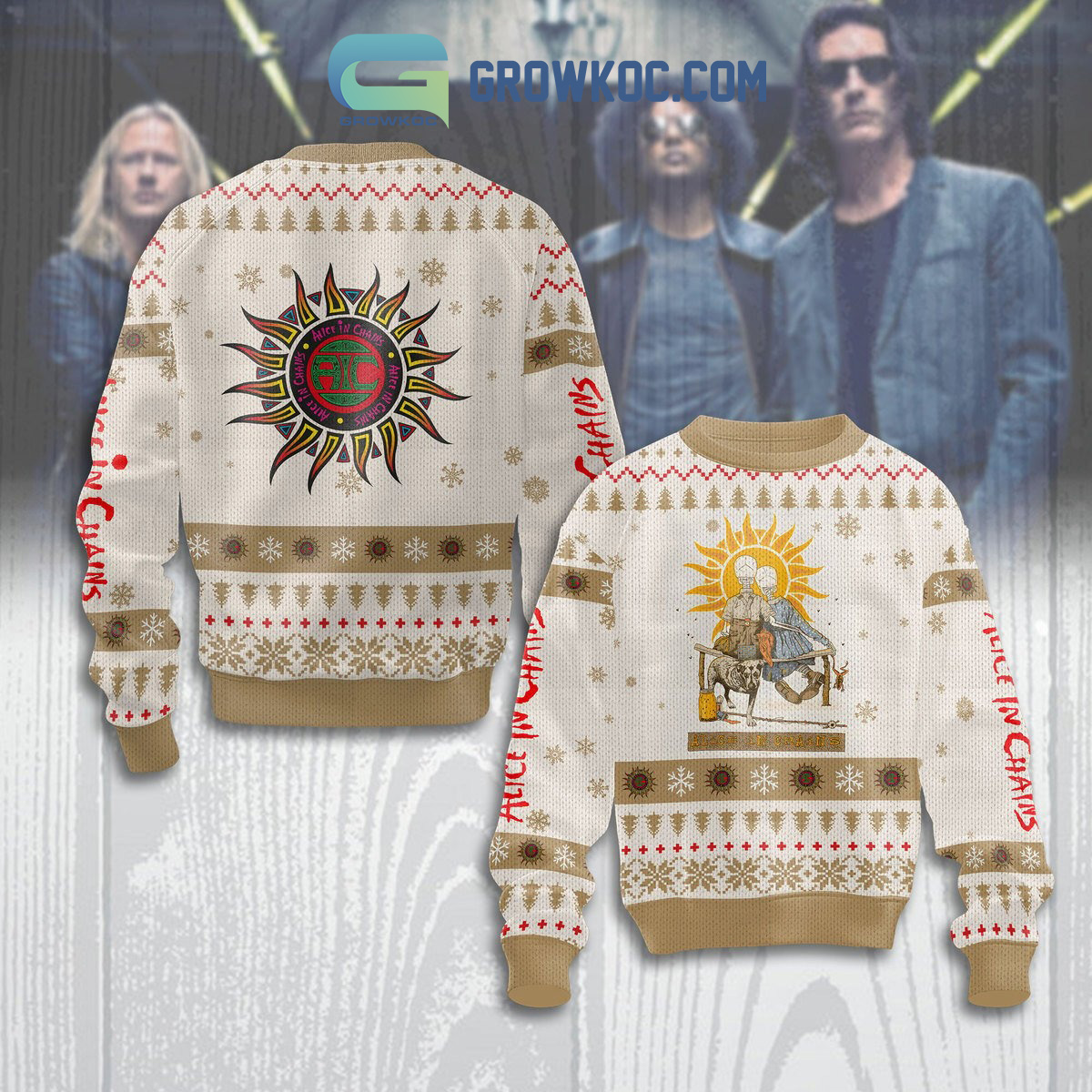 Alice In Chains Rock Band The Nona Tapes Christmas Ugly Sweater2B1 TkqzS