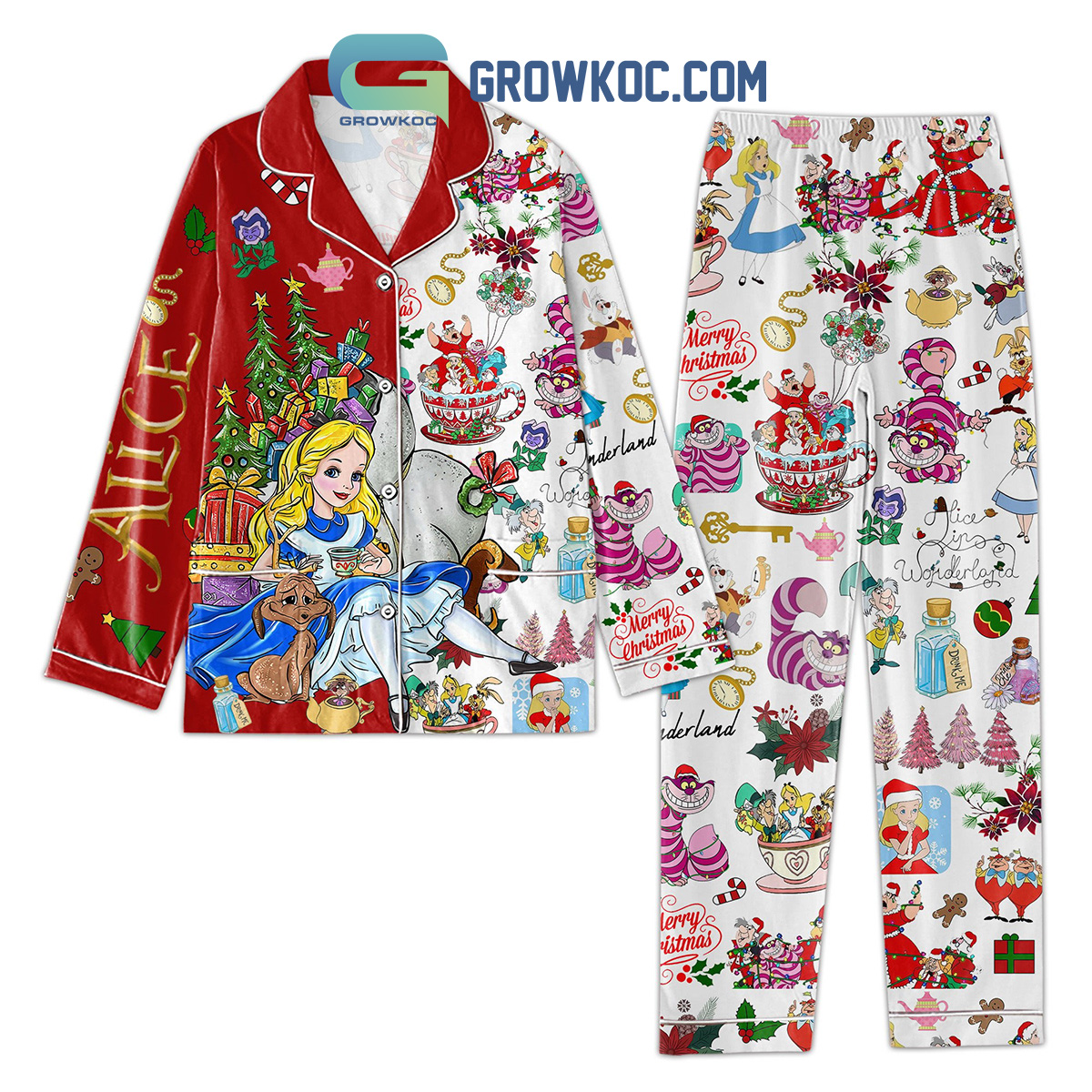 Alice In Wonderland Santa Claus Christmas Pajamas Set2B1 o8lFM