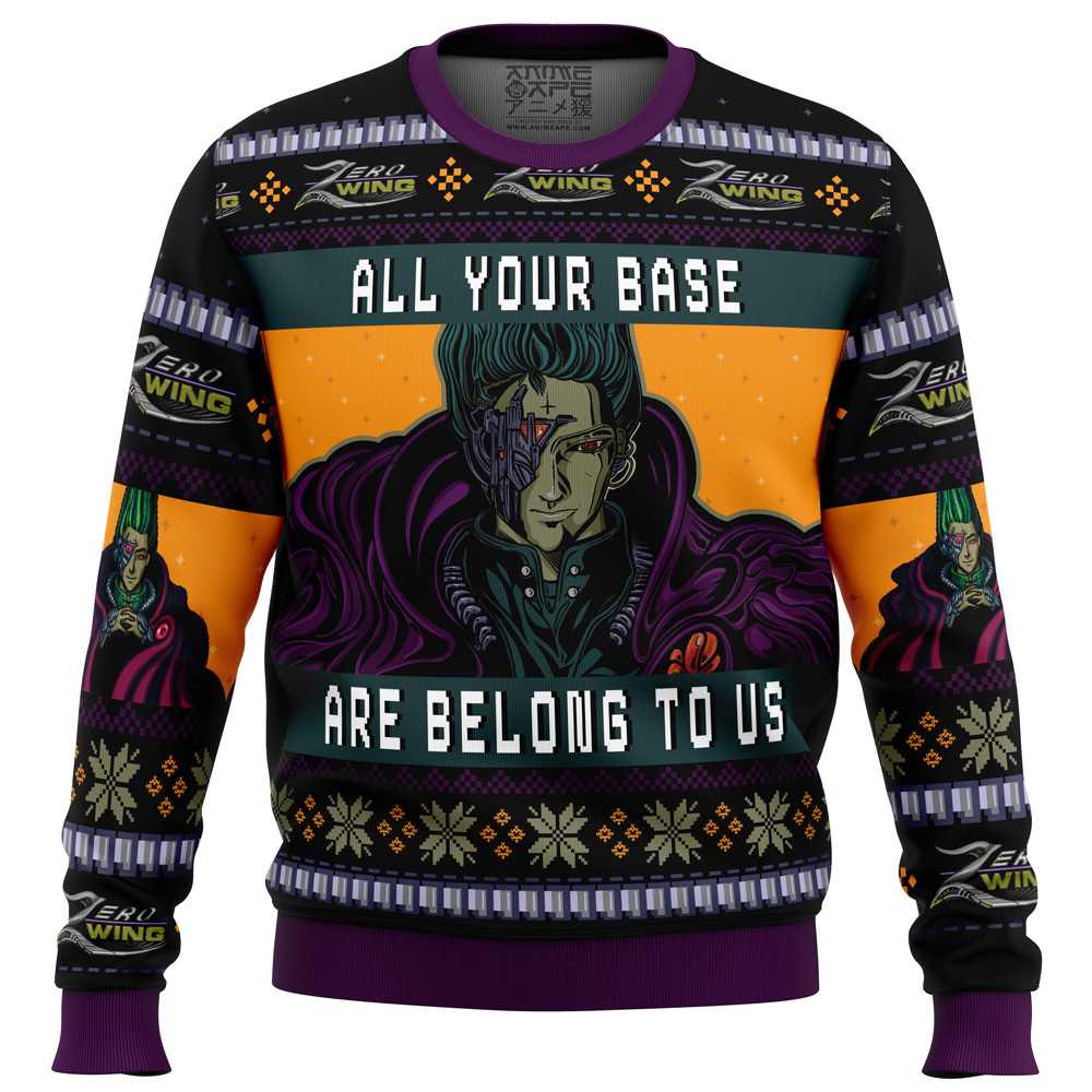 All Your Base Are Belong To Us ZW Ugly Christmas Sweater FRONT mockup