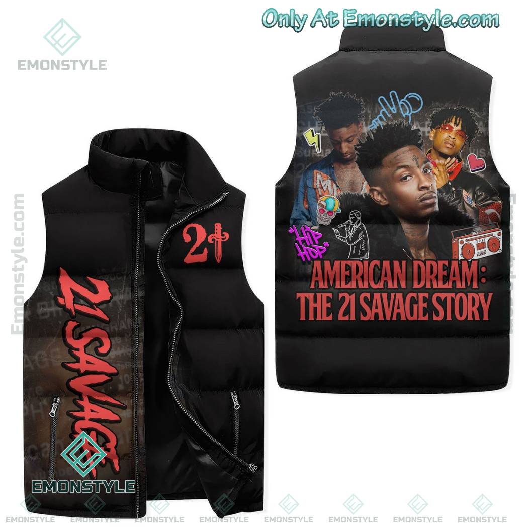 American Dream The 21 Savage Story Puffer Sleeveless Jacket