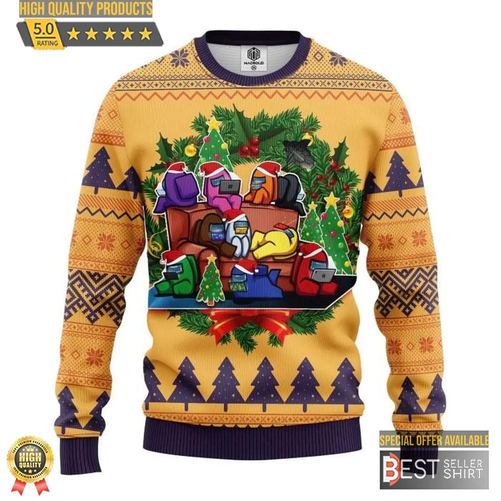 Among Us Yellow Ugly Christmas Sweater Funny Sweater Games Ugly Christmas Sweaters 1