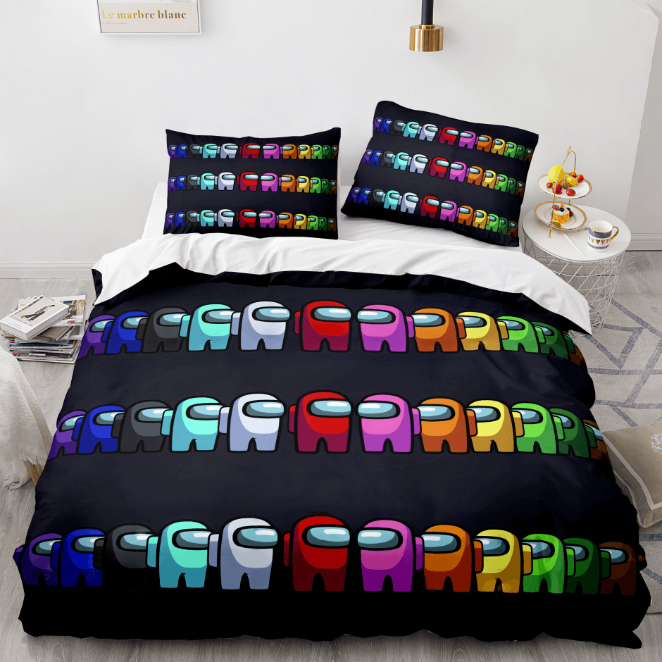 AmongUsCosplay3PieceComforterBeddingSetsDuvetCoverBedSheets 10