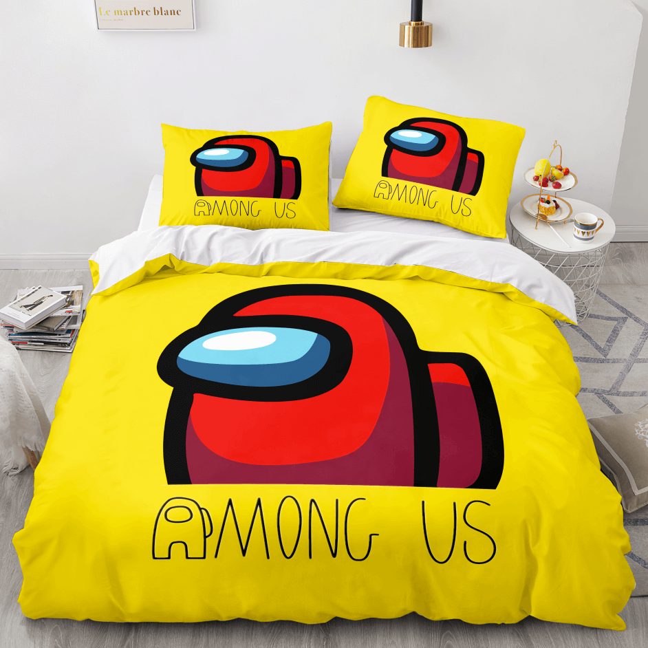 AmongUsCosplay3PieceComforterBeddingSetsDuvetCoverBedSheets 11