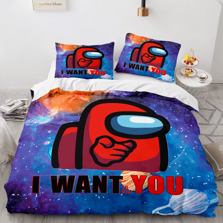 AmongUsCosplay3PieceComforterBeddingSetsDuvetCoverBedSheets 14