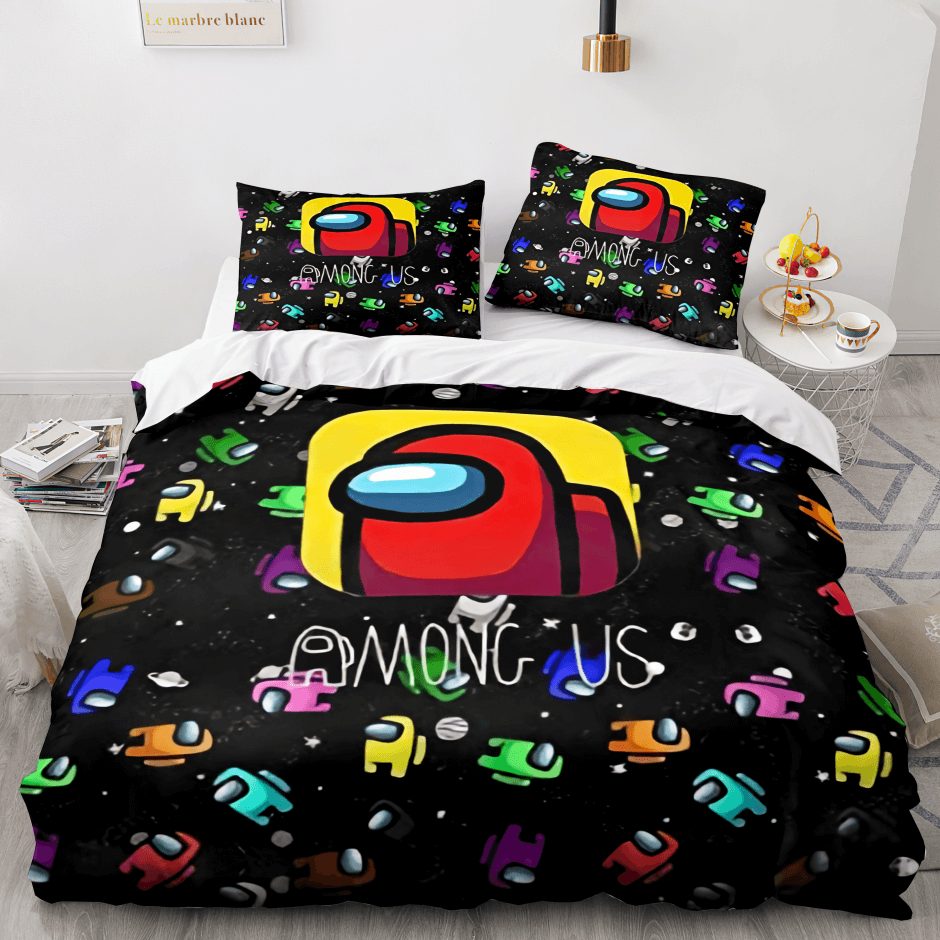 AmongUsCosplay3PieceComforterBeddingSetsDuvetCoverBedSheets 15