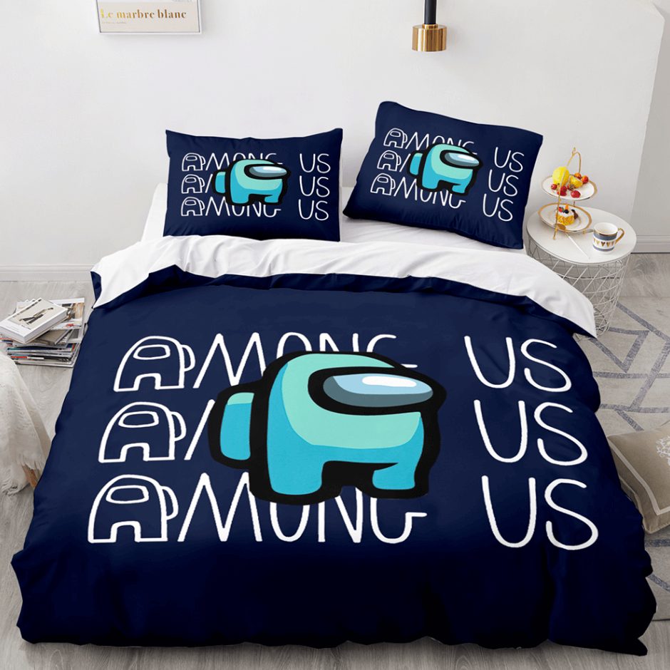 AmongUsCosplay3PieceComforterBeddingSetsDuvetCoverBedSheets 2