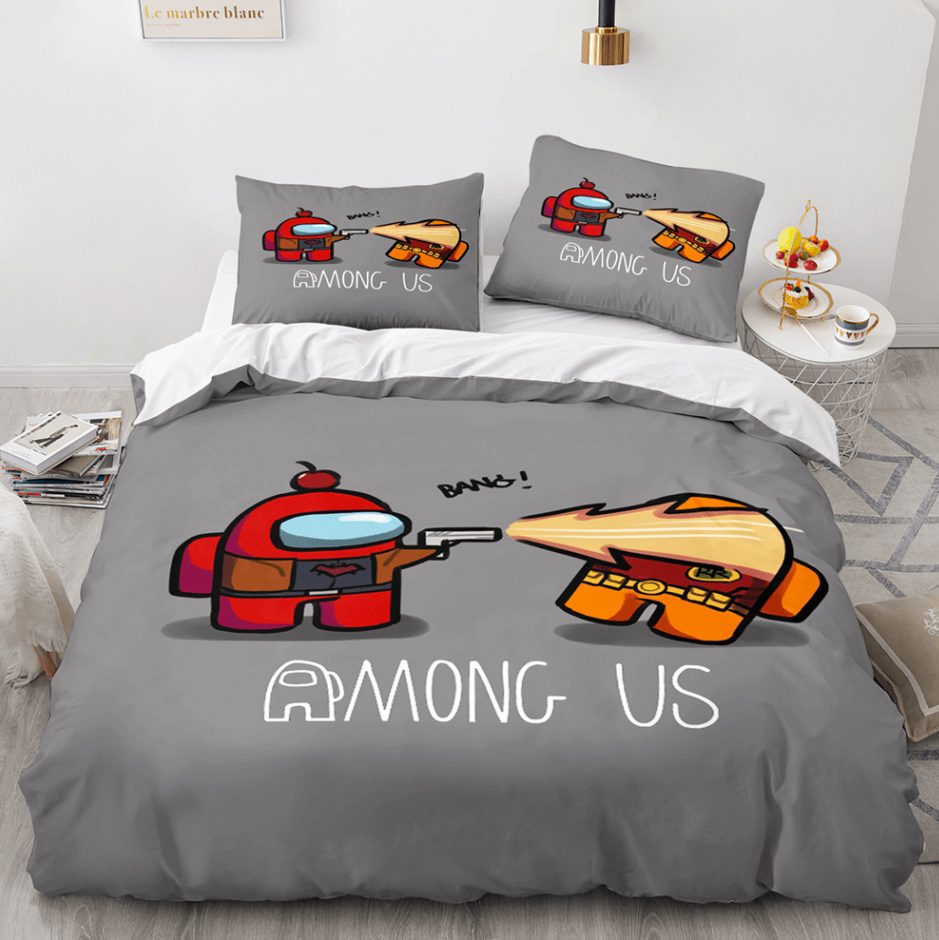 AmongUsCosplay3PieceComforterBeddingSetsDuvetCoverBedSheets 3