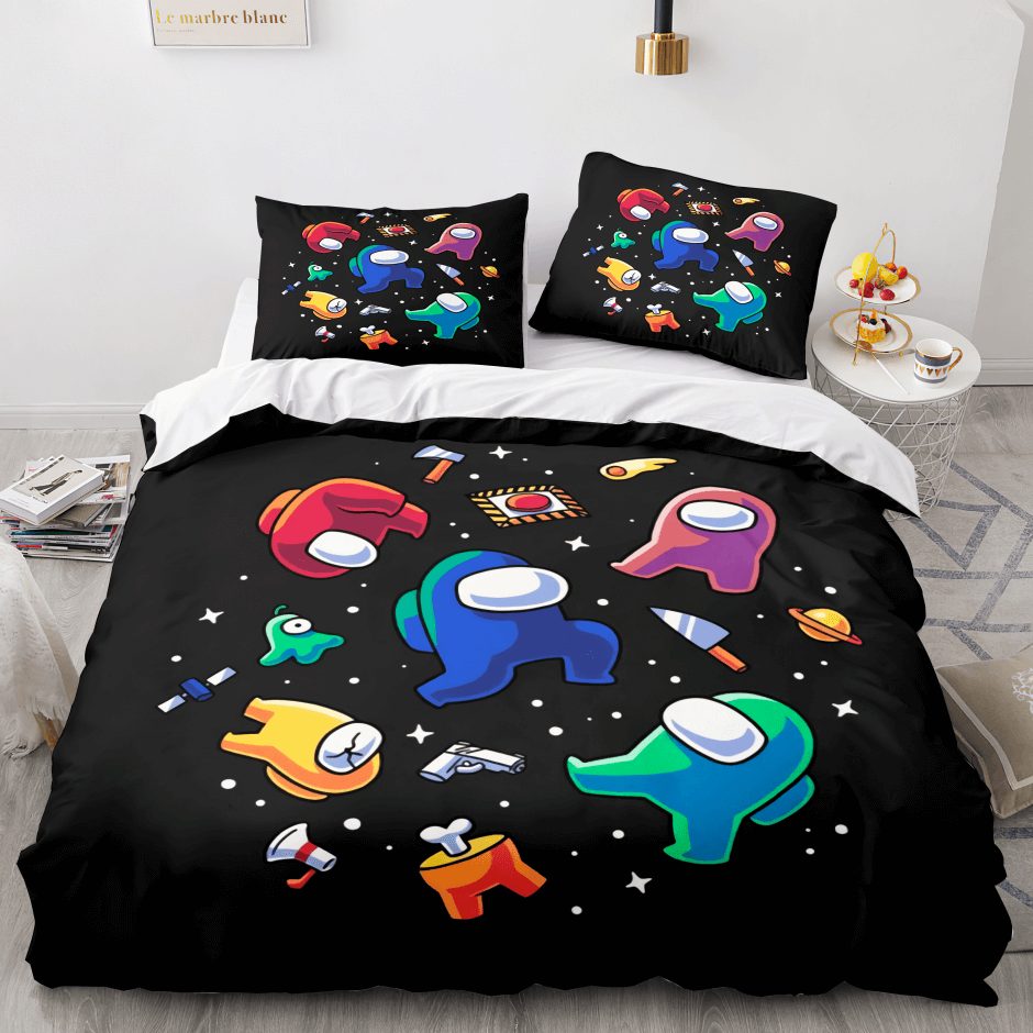 AmongUsCosplay3PieceComforterBeddingSetsDuvetCoverBedSheets 4