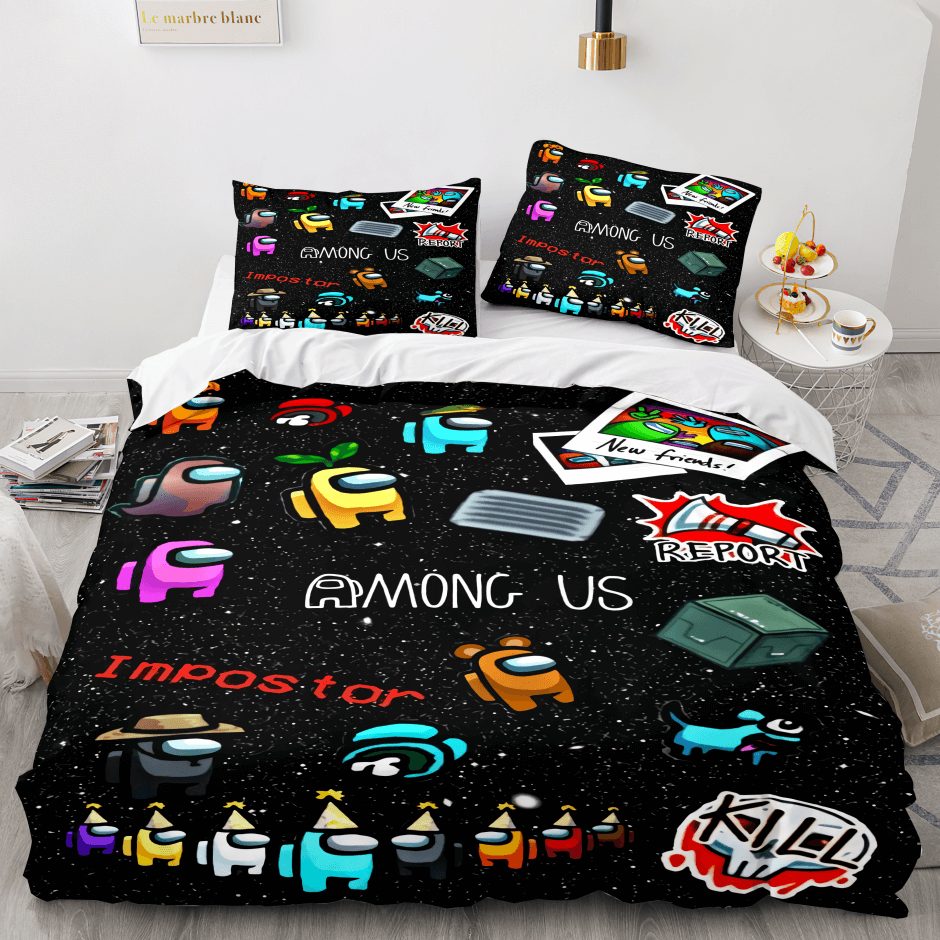 AmongUsCosplay3PieceComforterBeddingSetsDuvetCoverBedSheets 5