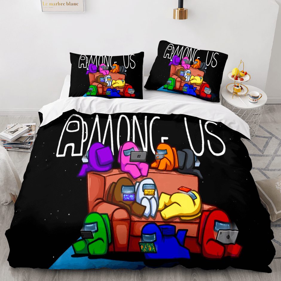 AmongUsCosplay3PieceComforterBeddingSetsDuvetCoverBedSheets 6