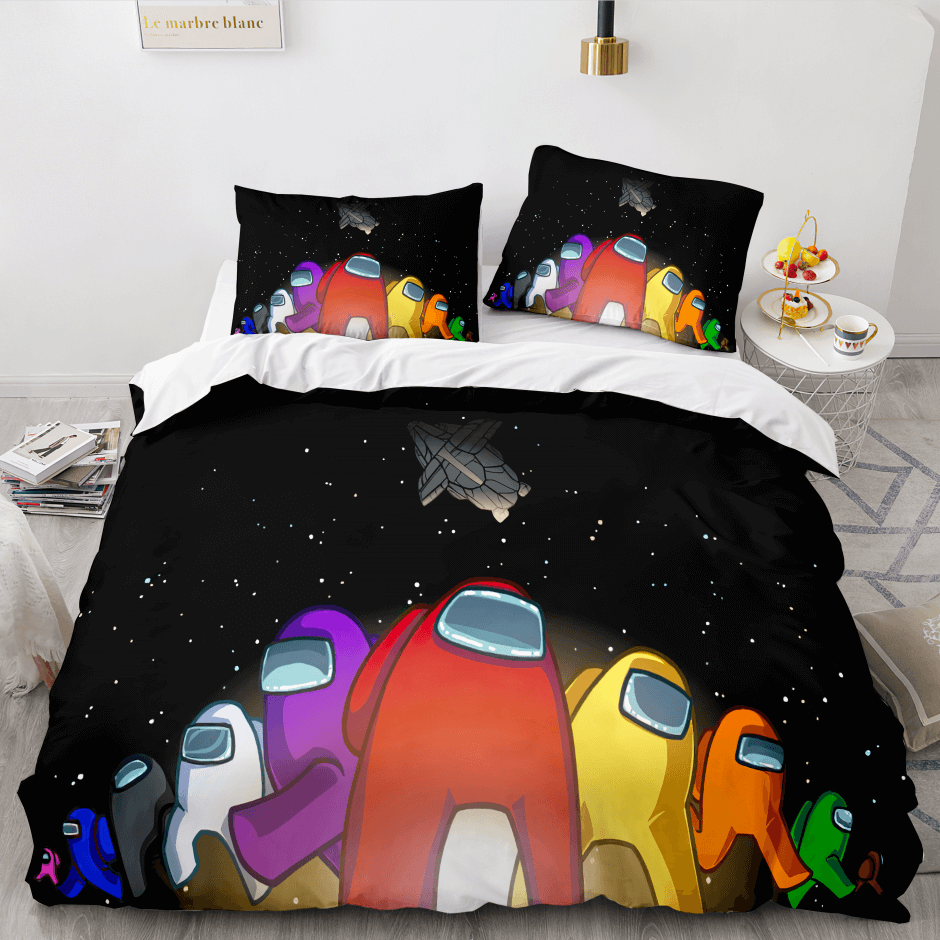 AmongUsCosplay3PieceComforterBeddingSetsDuvetCoverBedSheets 7