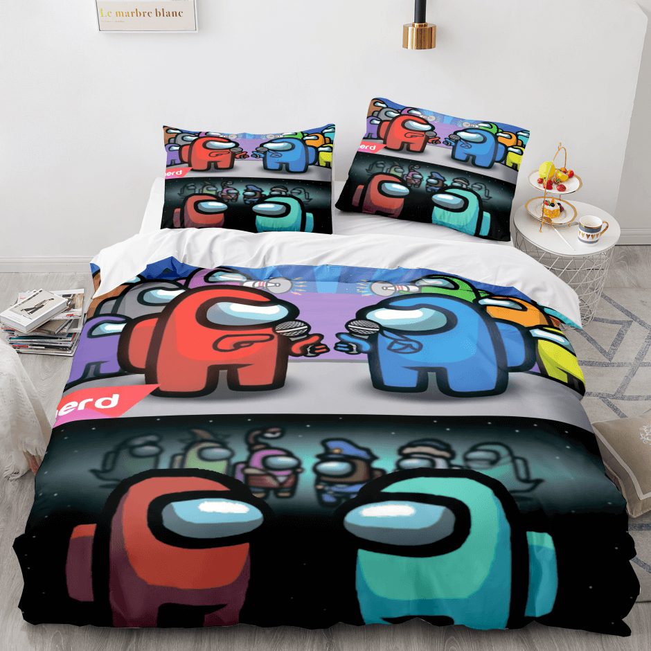 AmongUsCosplay3PieceComforterBeddingSetsDuvetCoverBedSheets 8