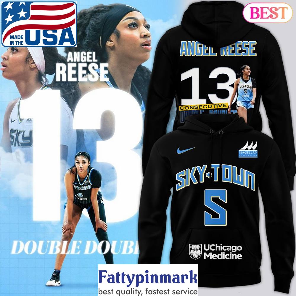 Angel Reese 13 Chicago Sky Consecutive Double Doubles Hoodie 1