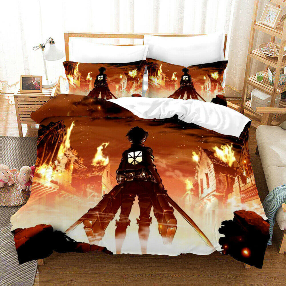 AnimeAttackonTitanBeddingSetDuvetCoversComforterBedSheets 2