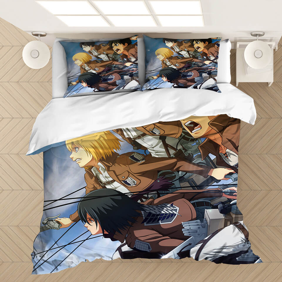 AnimeAttackonTitanBeddingSetDuvetCoversComforterBedSheets 5